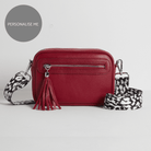 Florence Crossbody Bag in Red with Black and White Leopard Strap Red | Betsy & Floss