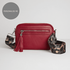 Florence Crossbody Bag in Red with Dark Leopard Strap Red | Betsy & Floss