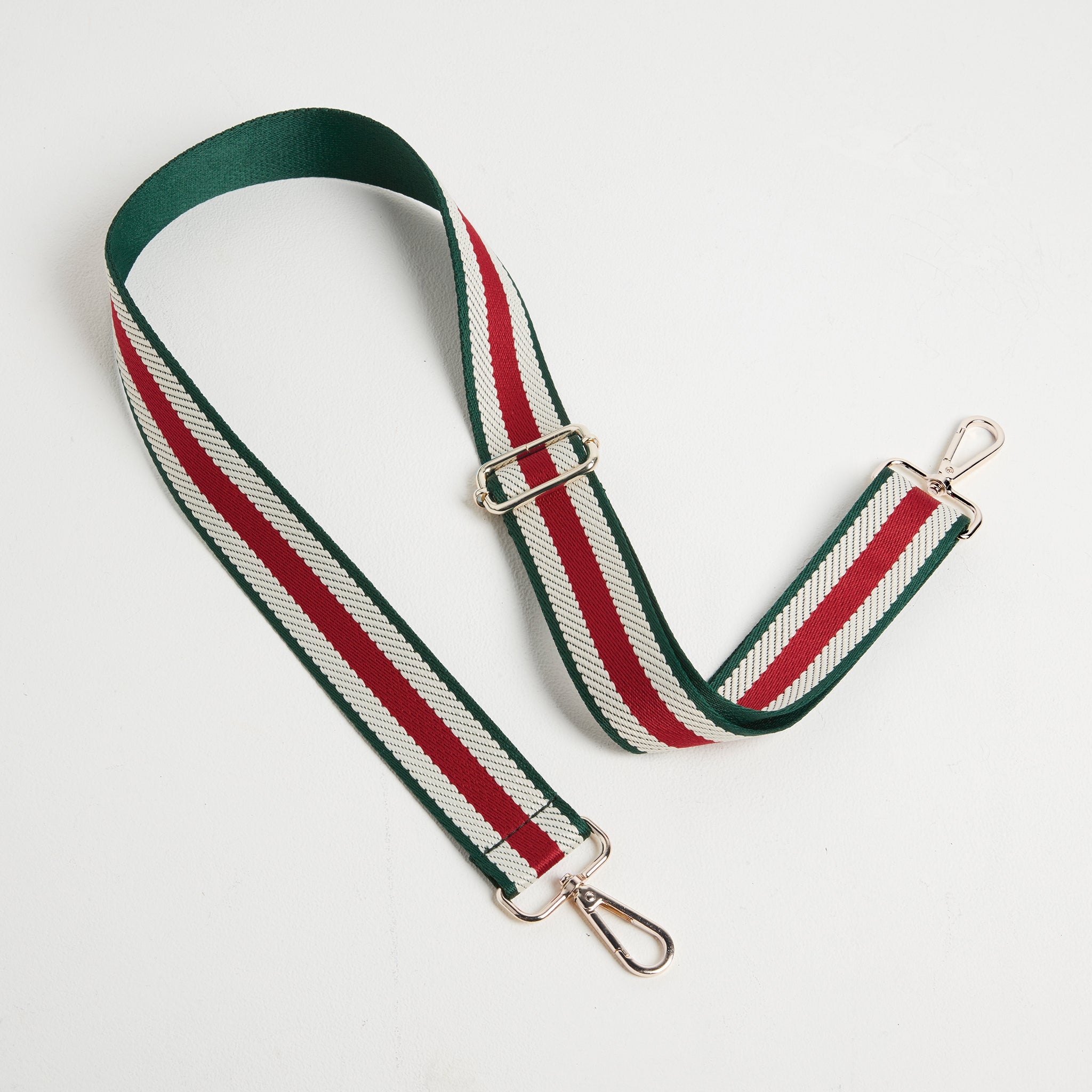 Florence Crossbody Bag in Red with Green Stripe Strap Red | Betsy & Floss