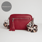 Florence Crossbody Bag in Red with Light Pink Leopard Strap Red | Betsy & Floss