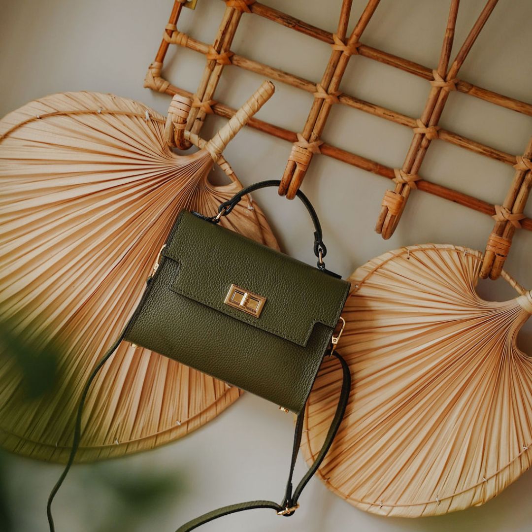 Forli Top Handle Handbag Olive Green | Betsy & Floss