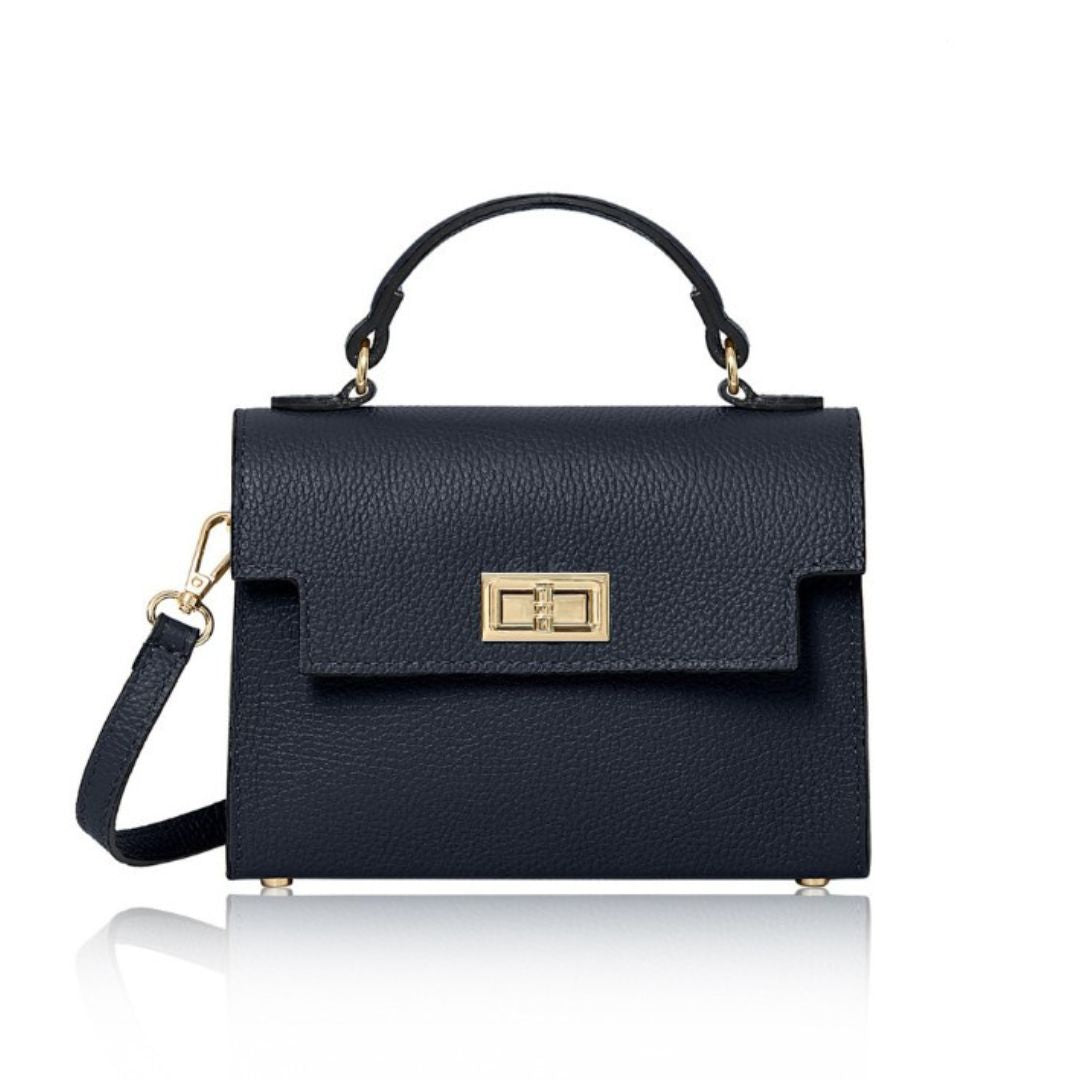 Forli Top Handle Handbag Navy Blue | Betsy & Floss