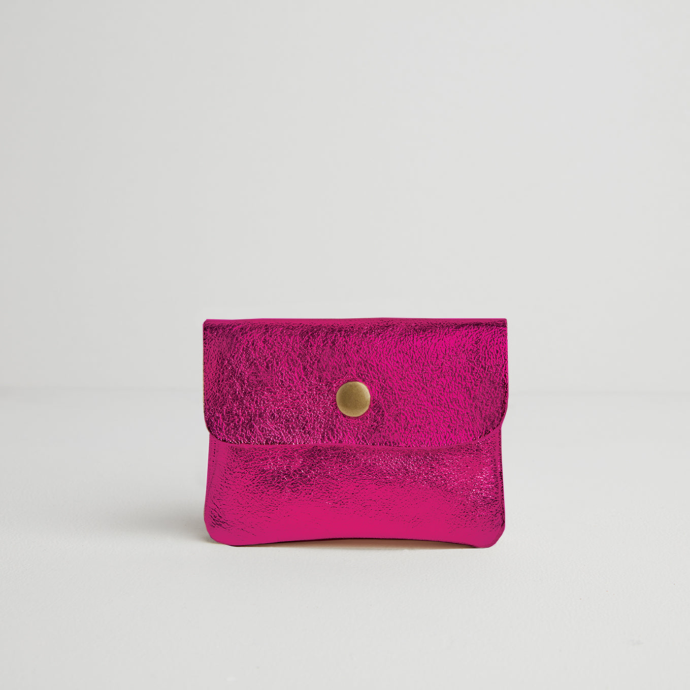 Small Leather Purse Metallic Fuchsia | Betsy & Floss