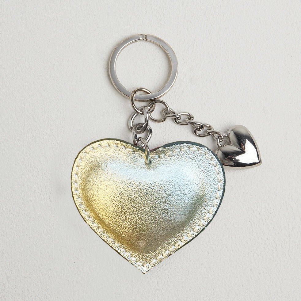 Heart Leather Keyring Gold | Betsy & Floss