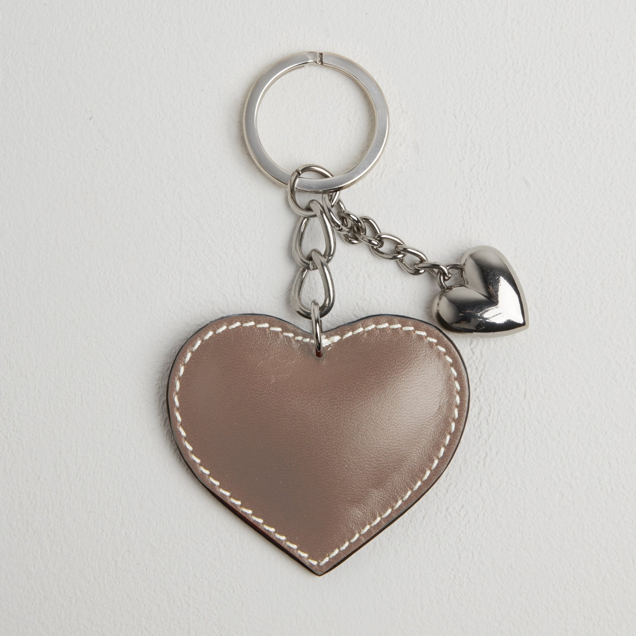 Heart Leather Keyring Taupe | Betsy & Floss