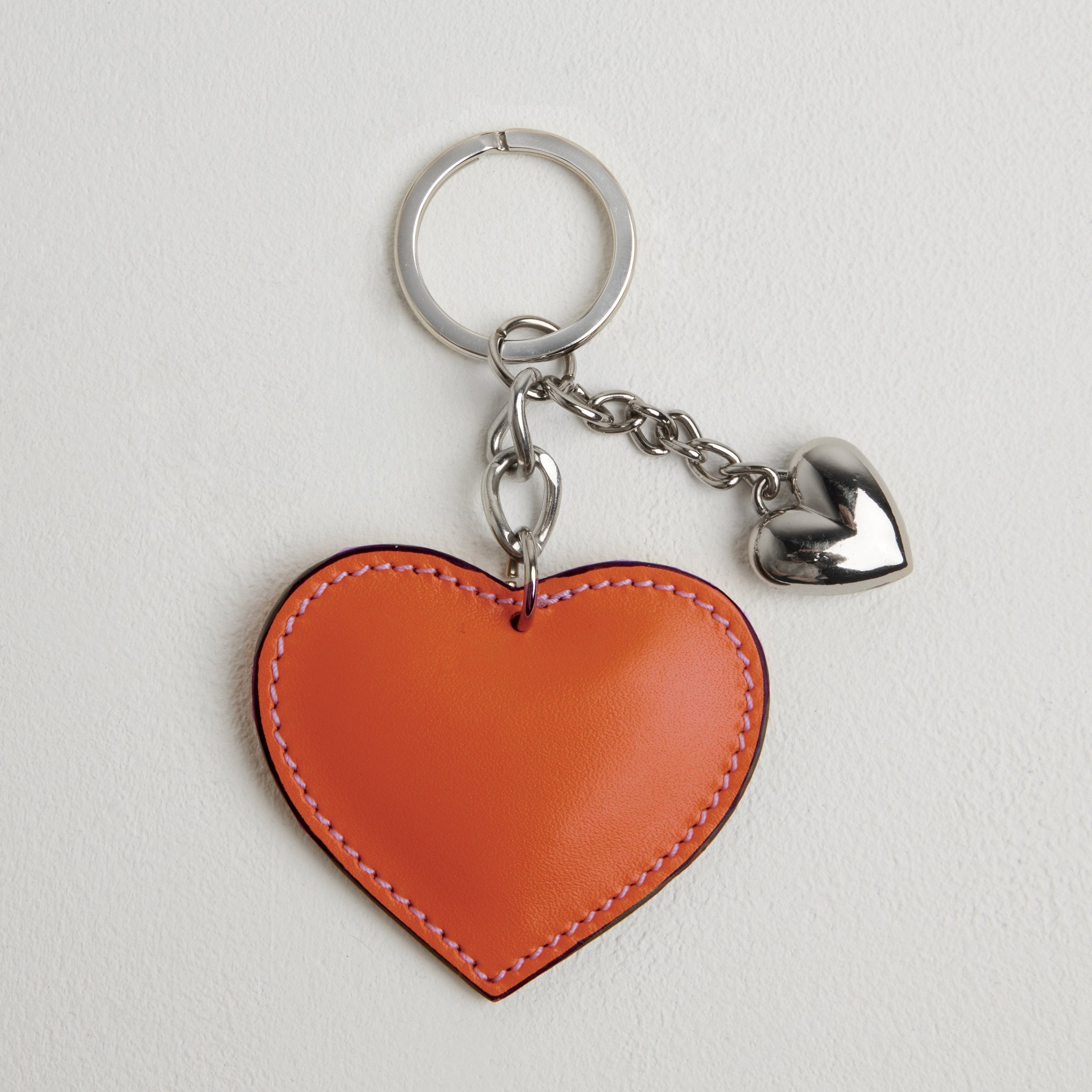 Heart Leather Keyring Orange | Betsy & Floss