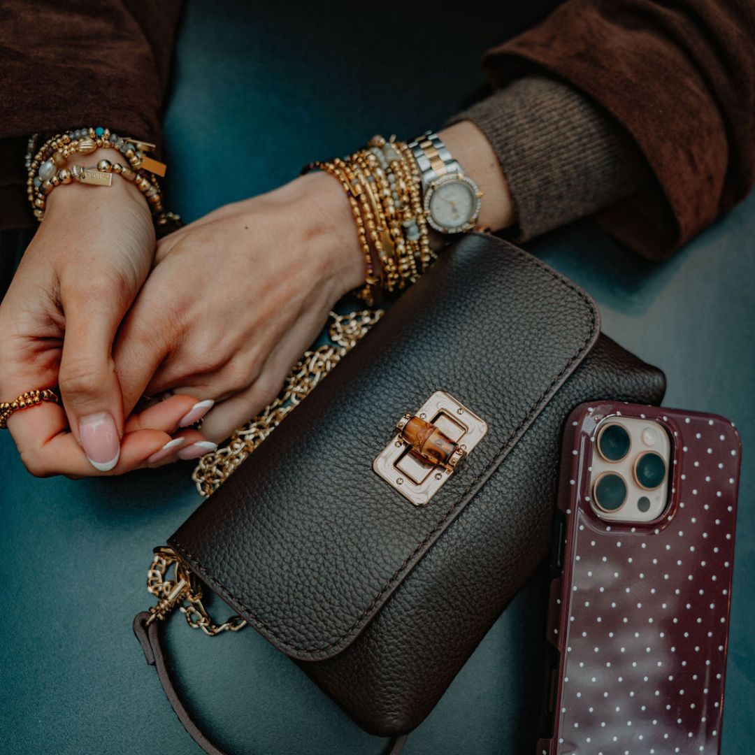 Jesi Handbag and Clutch Bag Chocolate Brown | Betsy & Floss