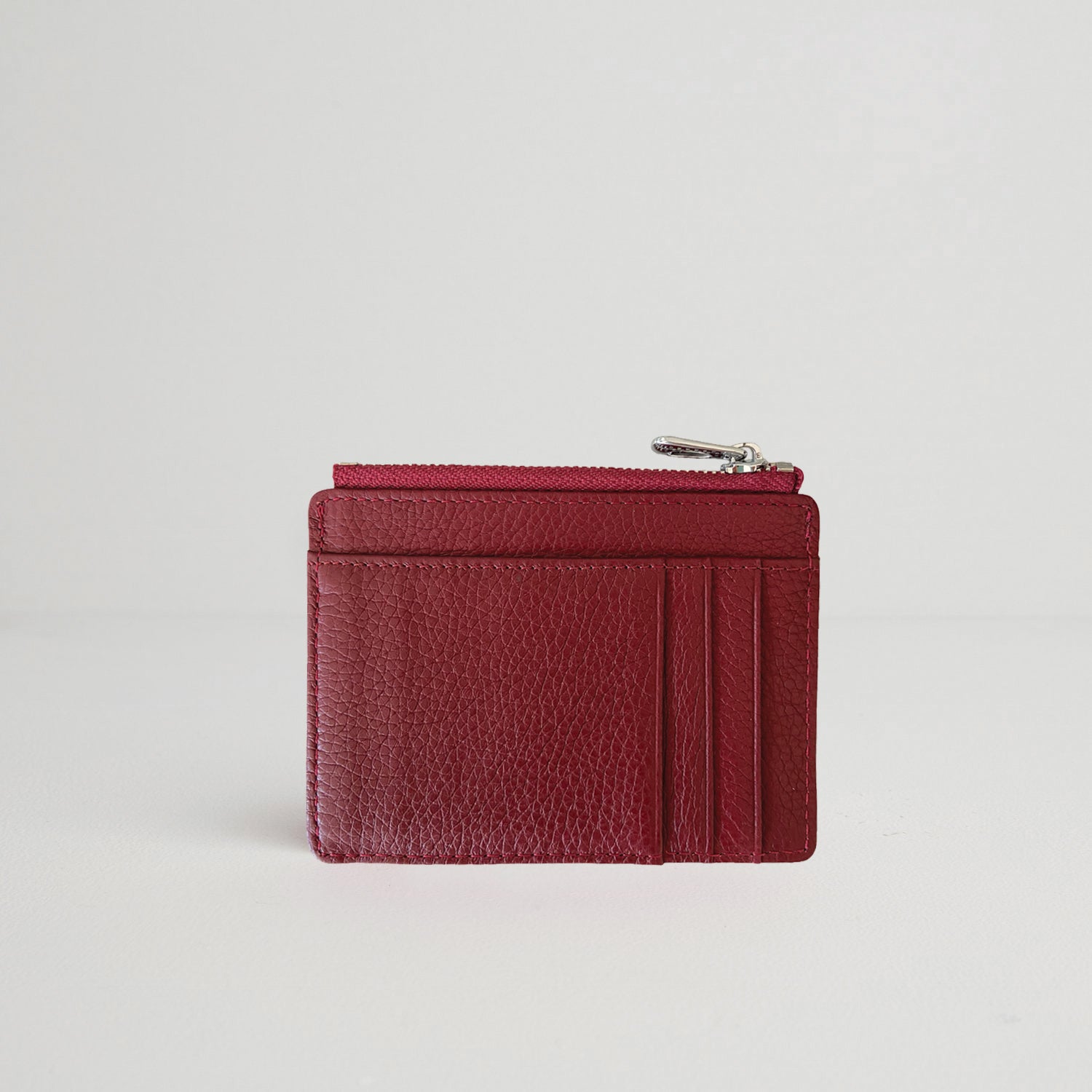 Leather Card Holder and Zip Purse Burgundy