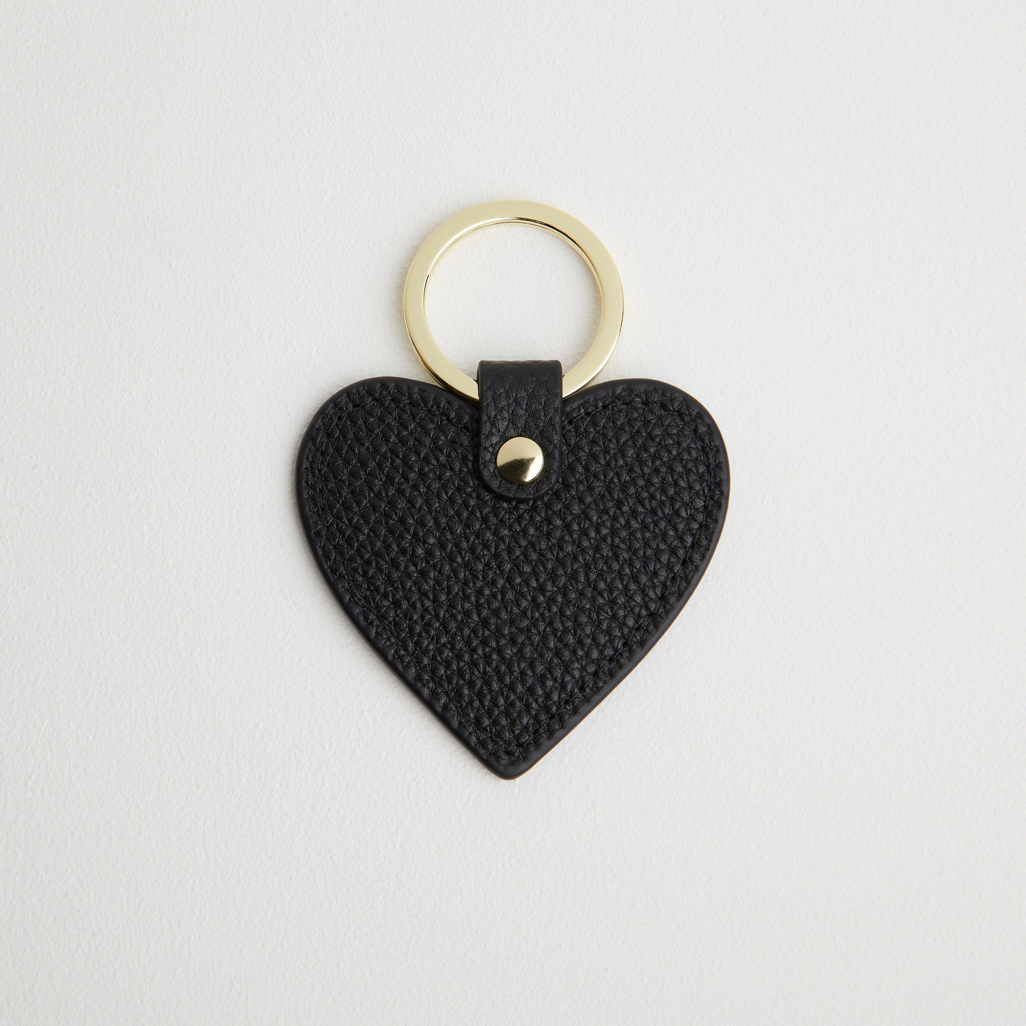 Leather Heart Keyring - Gold Hardware Black | Betsy & Floss