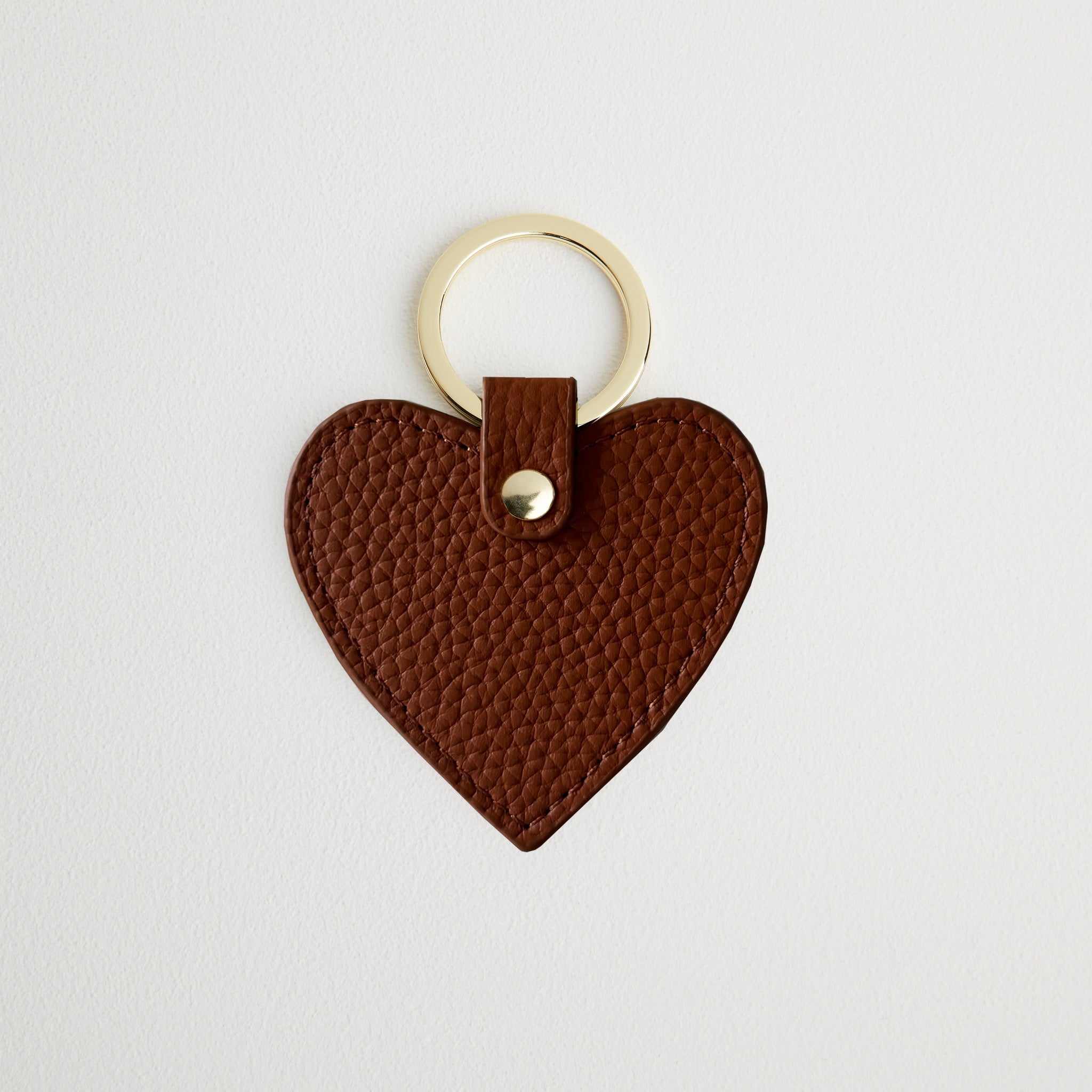 Leather Heart Keyring - Gold Hardware Tan | Betsy & Floss