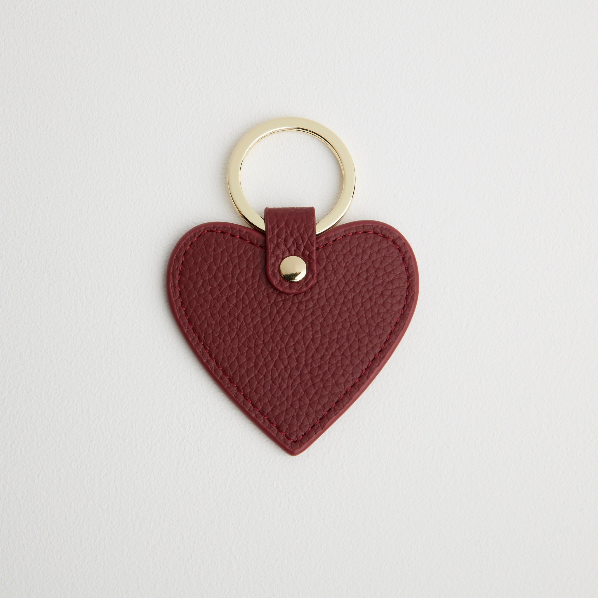 Leather Heart Keyring - Gold Hardware Burgundy | Betsy & Floss