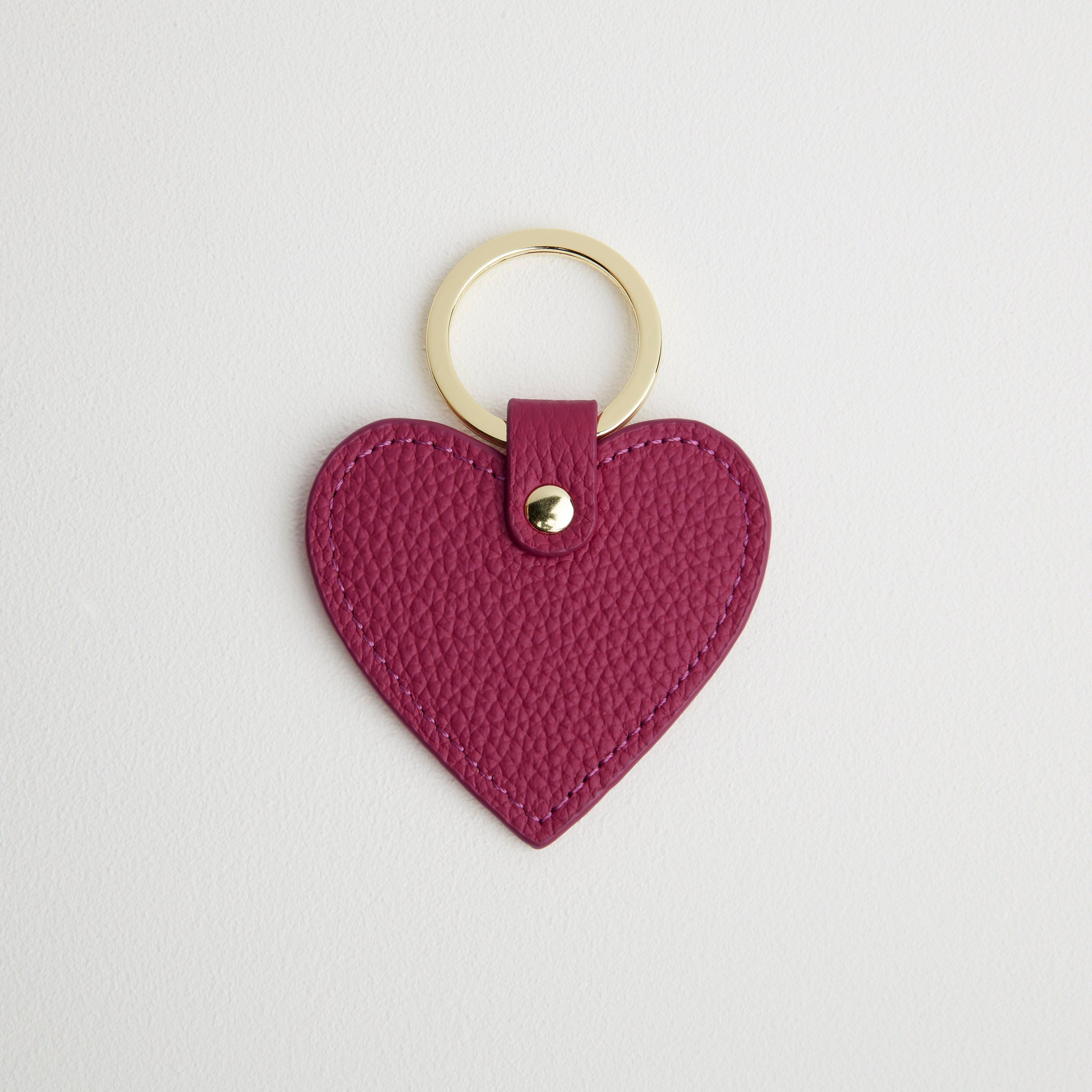 Leather Heart Keyring - Gold Hardware Fuchsia Pink | Betsy & Floss