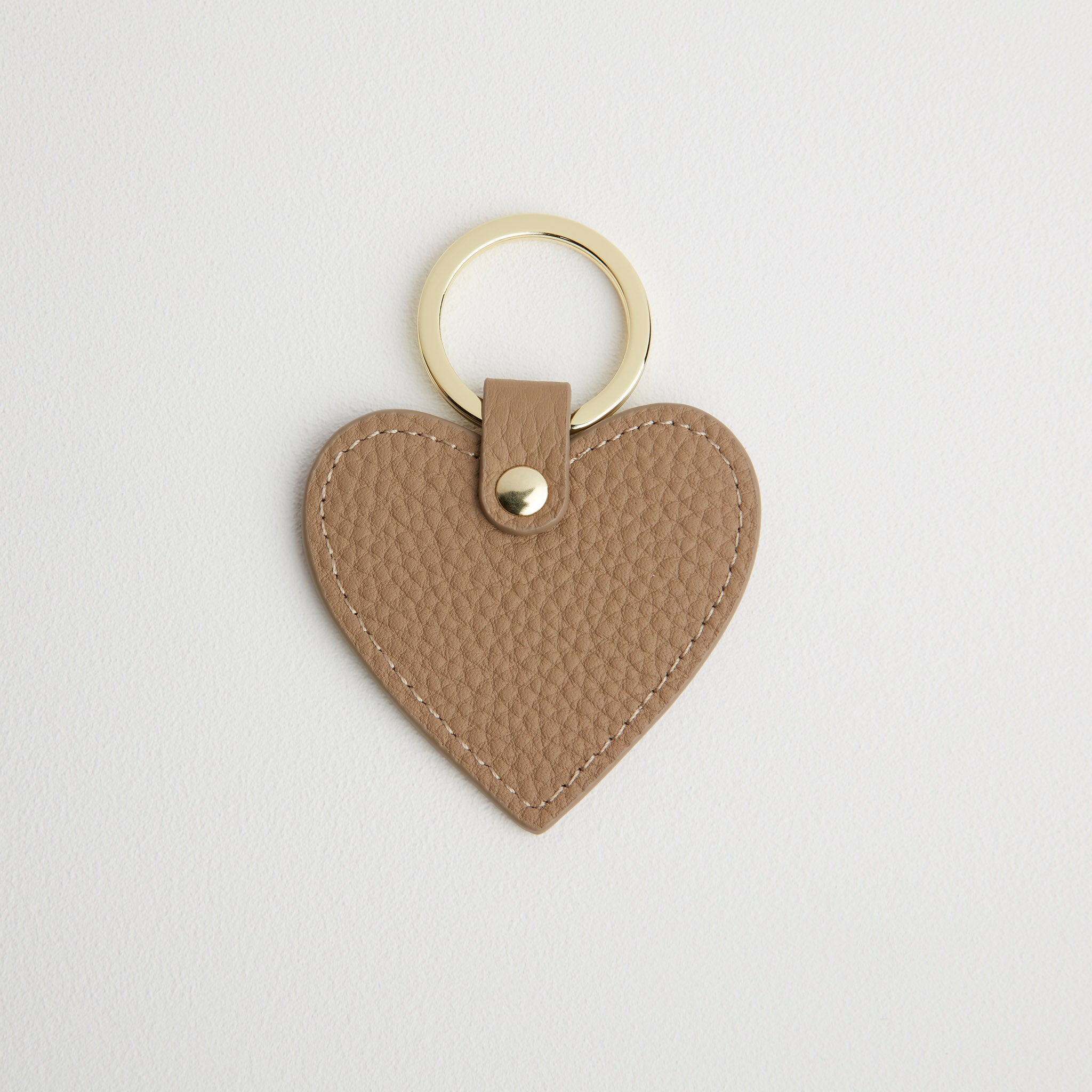 Leather Heart Keyring - Gold Hardware Taupe | Betsy & Floss