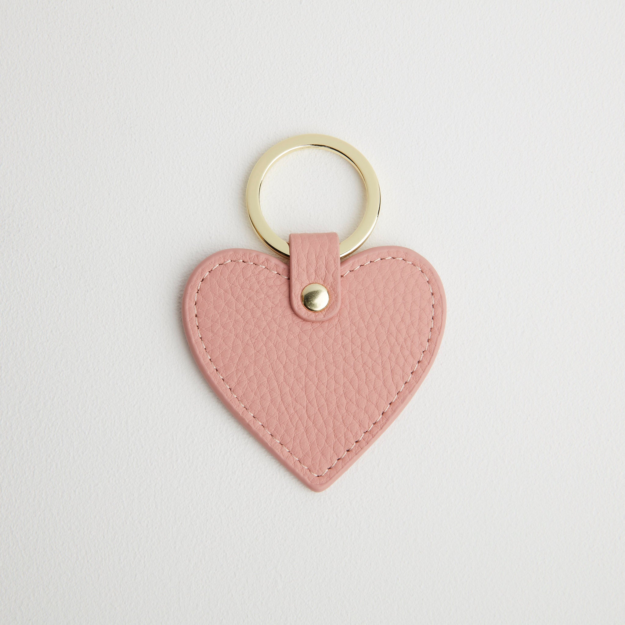 Leather Heart Keyring - Gold Hardware Light Pink | Betsy & Floss