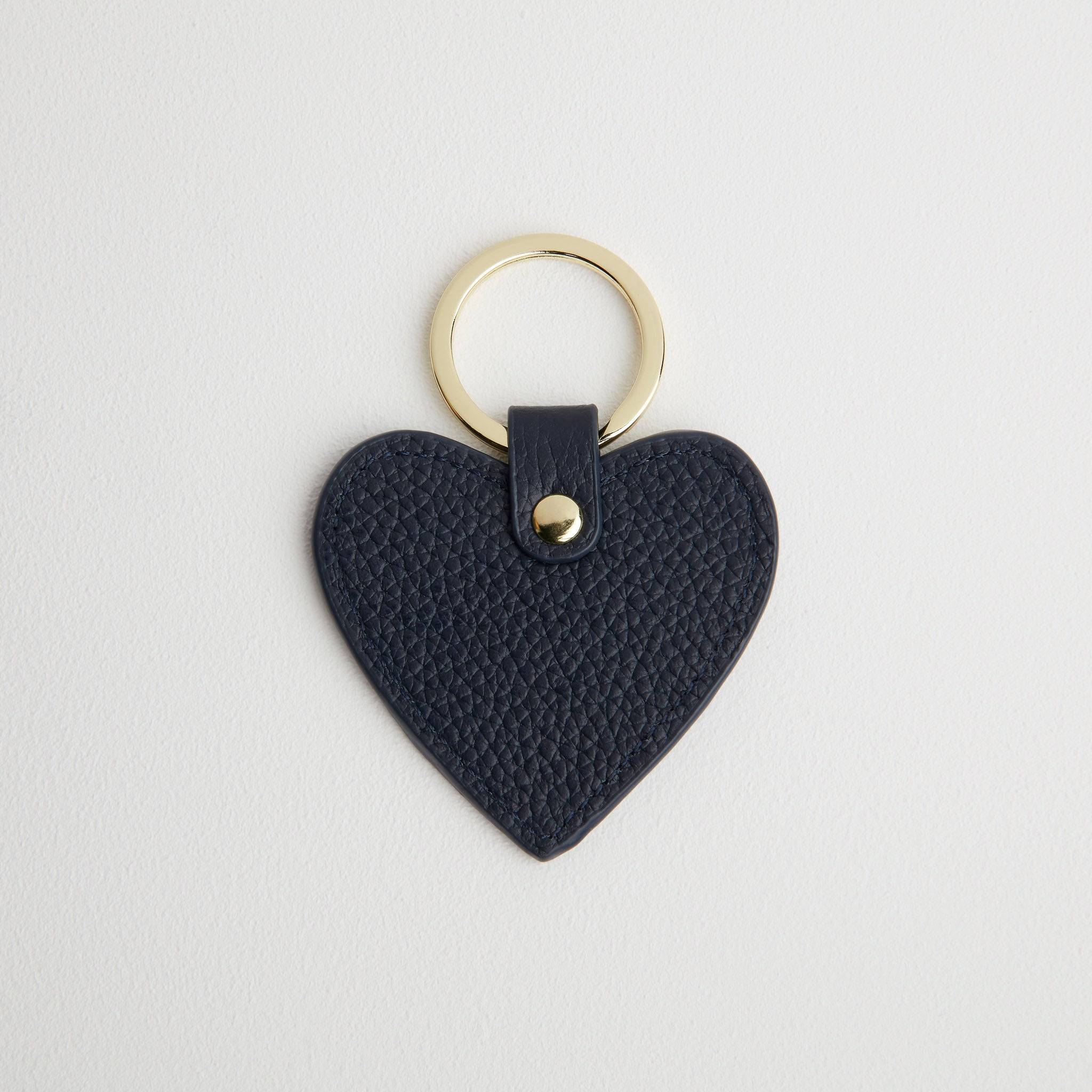 Leather Heart Keyring - Gold Hardware Navy | Betsy & Floss