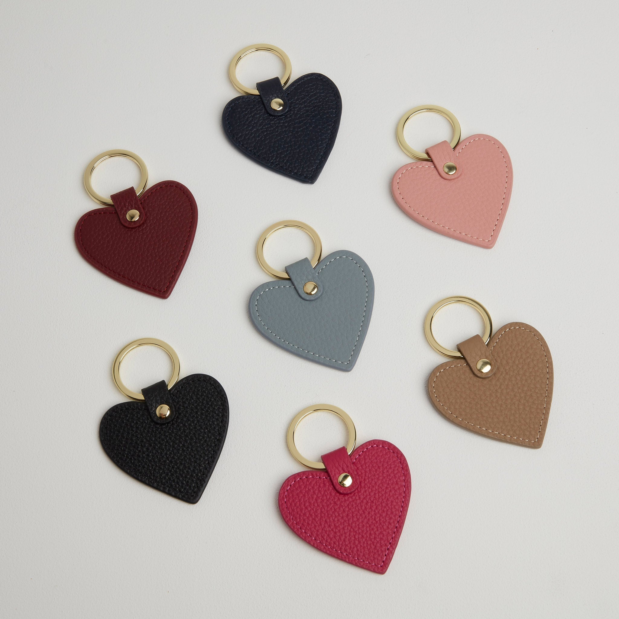 Leather Heart Keyring - Gold Hardware Light Pink | Betsy & Floss