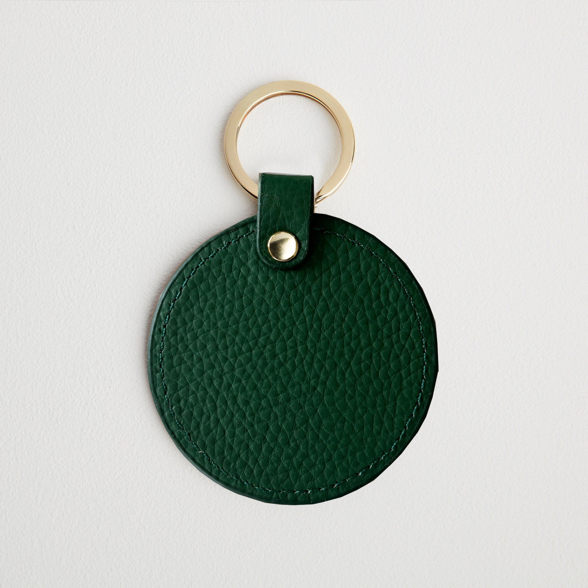 Leather Round Keyring - Gold Hardware Green | Betsy & Floss