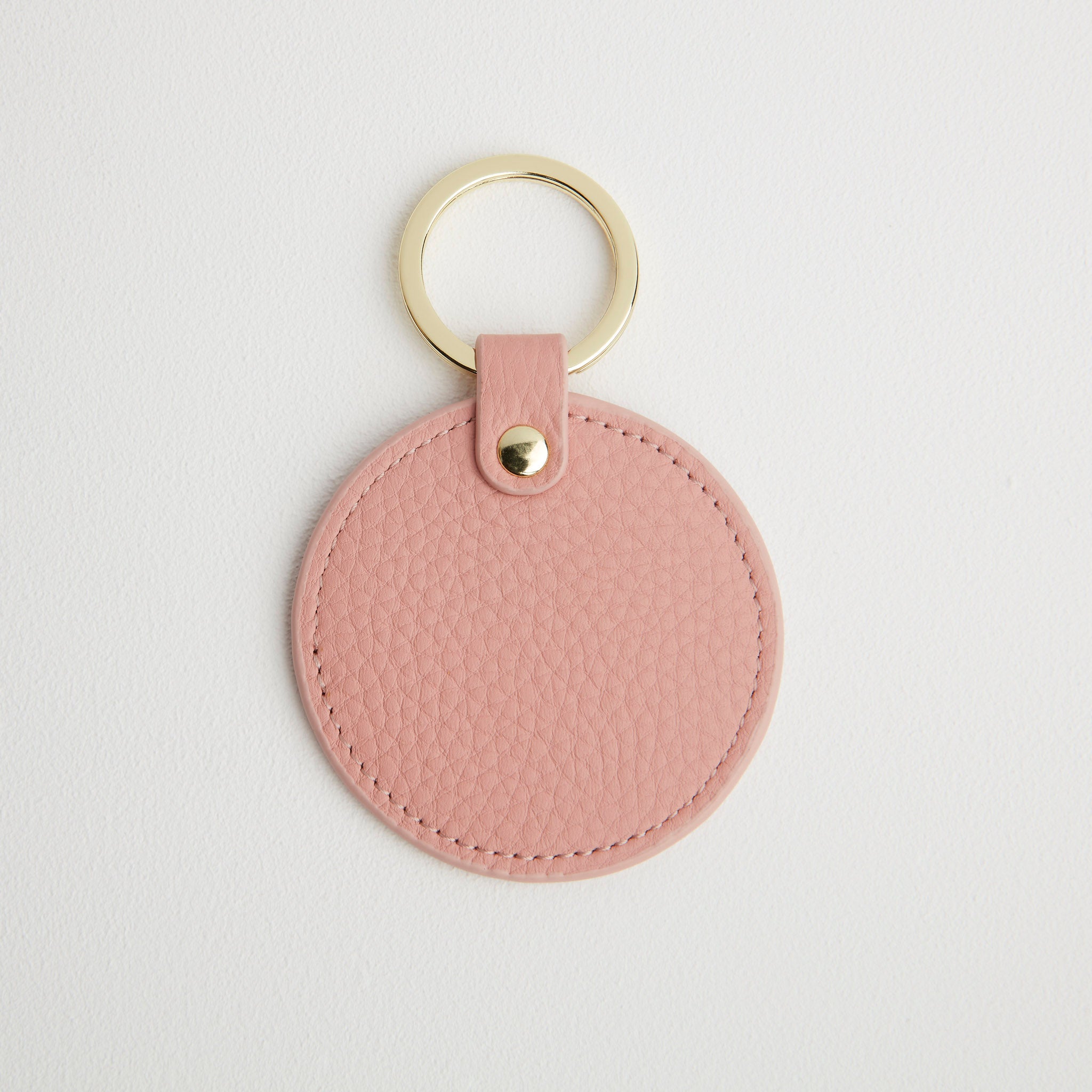 Leather Round Keyring - Gold Hardware Light Pink | Betsy & Floss