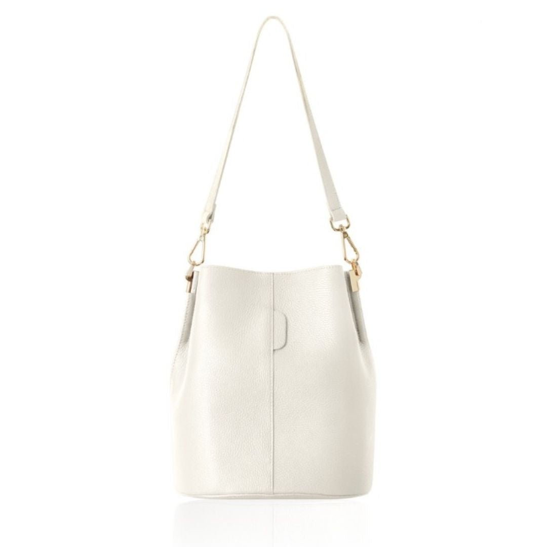 Lecco Leather Bucket Bag Cream | Betsy & Floss