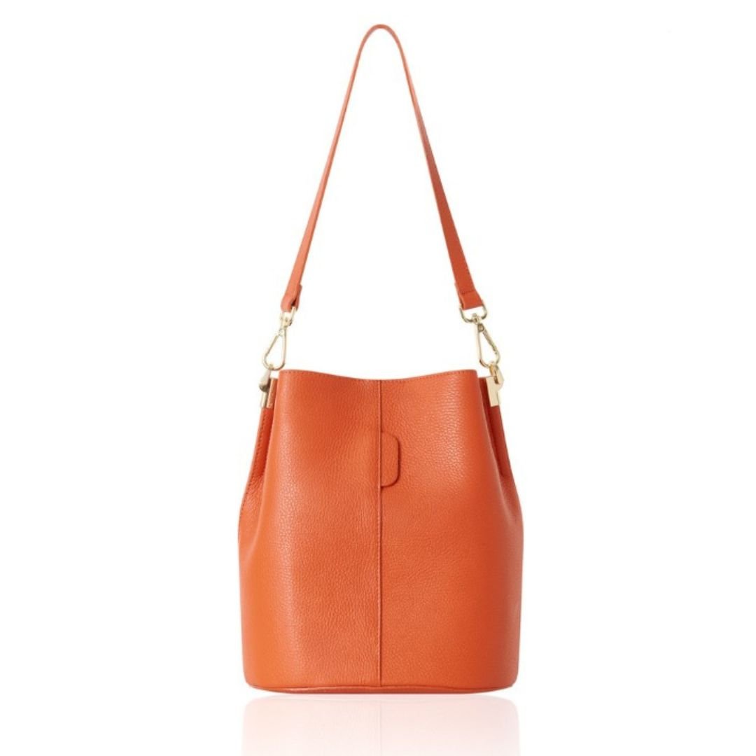 Lecco Leather Bucket Bag Burnt Orange | Betsy & Floss