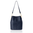 Lecco Leather Bucket Bag Navy Blue | Betsy & Floss