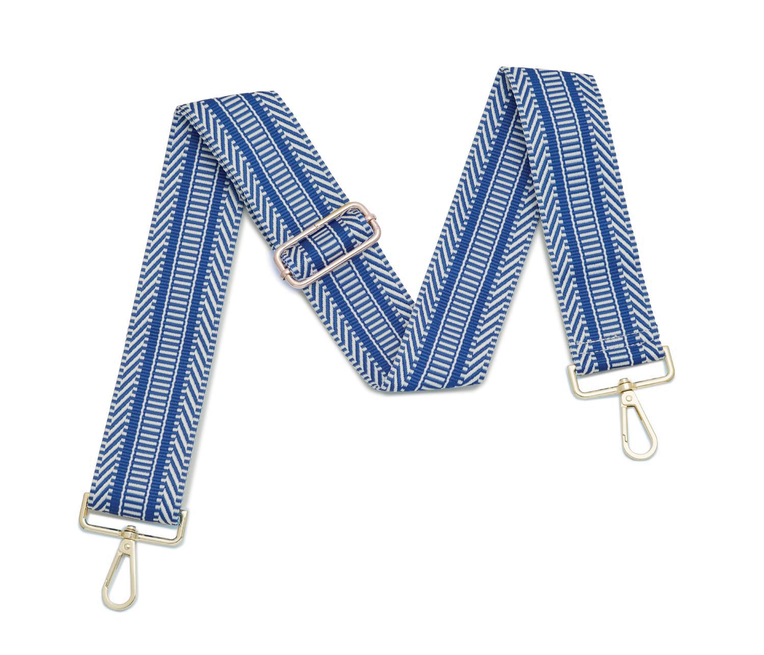 Crossbody Strap - Light Blue and White Chevron (Silver Hardware) | Betsy & Floss