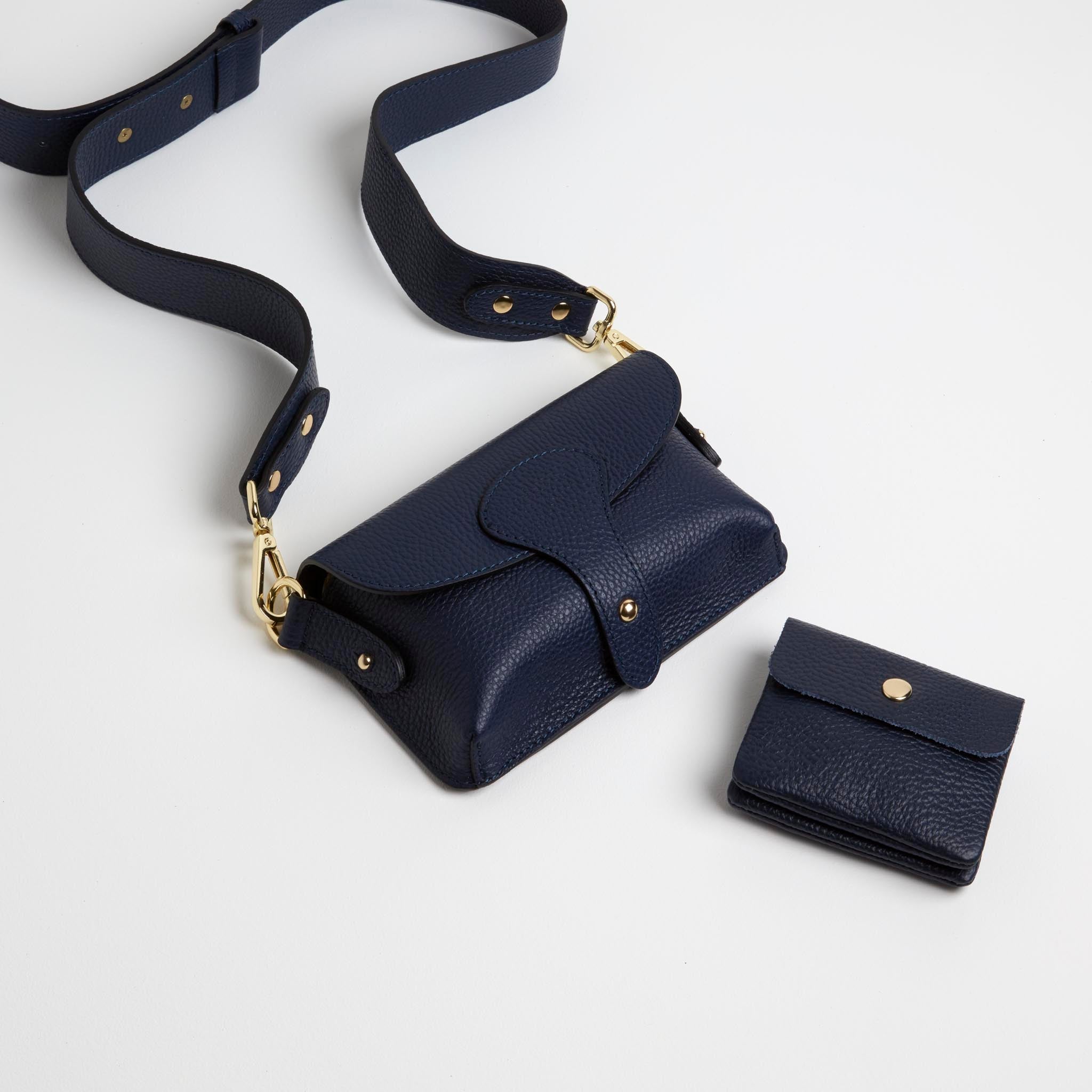 Luca Small Crossbody Bag, Purse and Scarf Gift Set in Navy Navy Blue | Betsy & Floss