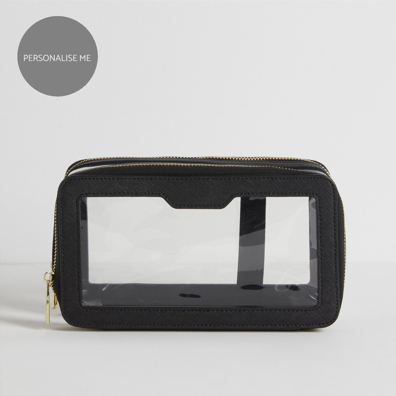 Make up bag personalised in Black or buy Nude - Saffiano Leather