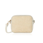 Maya Raffia Straw and Leather Crossbody Bag Cream | Betsy & Floss