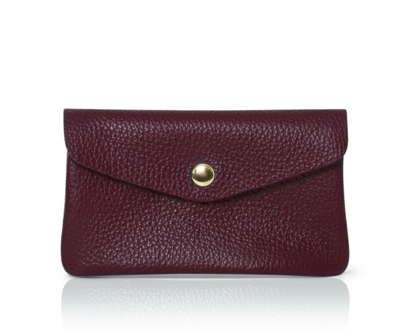 Medium Popper Leather Purse Burgundy | Betsy & Floss