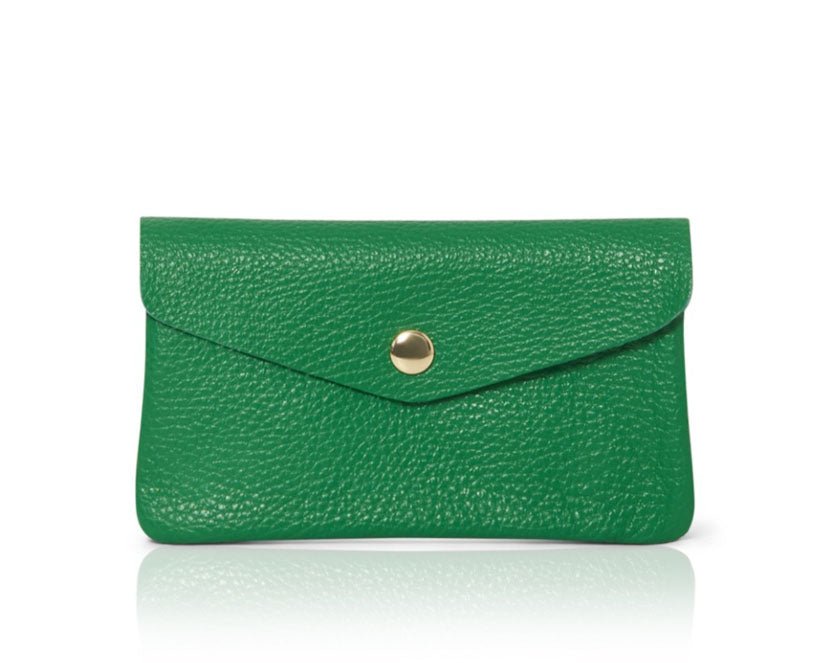 Medium Popper Leather Purse Green | Betsy & Floss