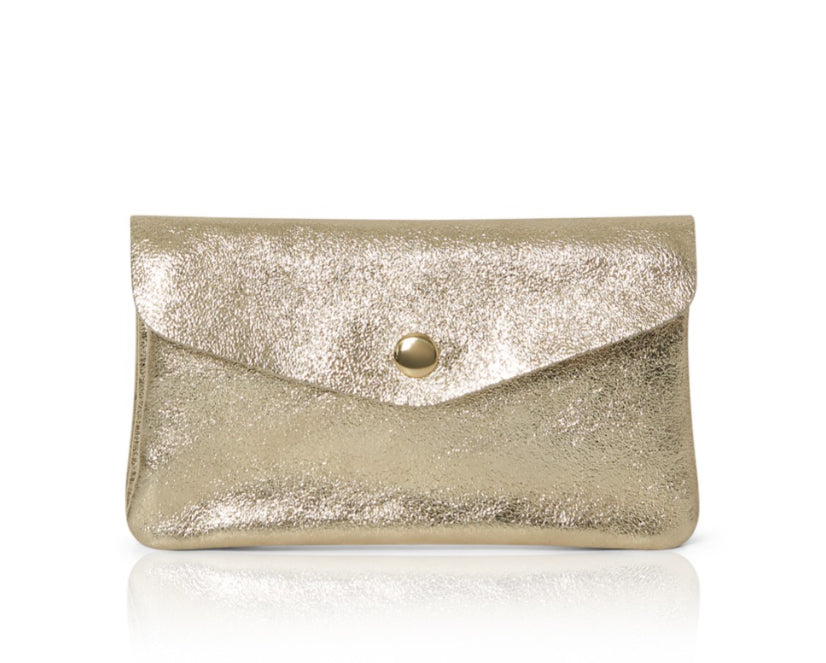 Medium Popper Leather Purse Gold | Betsy & Floss