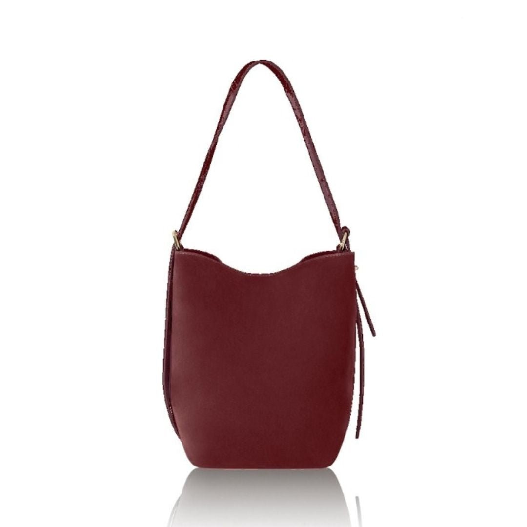 Melfi Suede Bucket Tote Bag Burgundy | Betsy & Floss