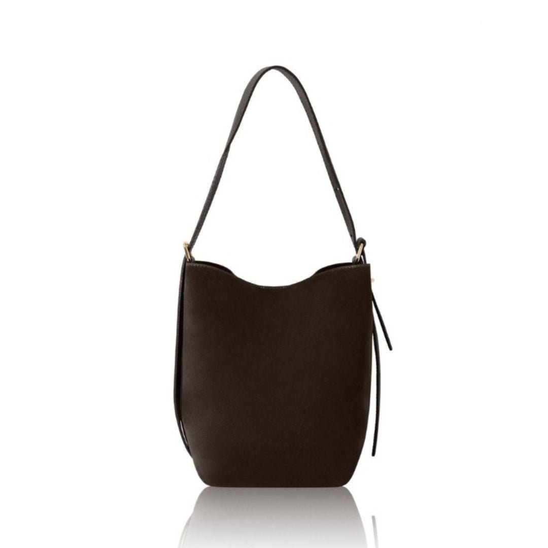 Melfi Suede Bucket Tote Bag Dark Chocolate | Betsy & Floss