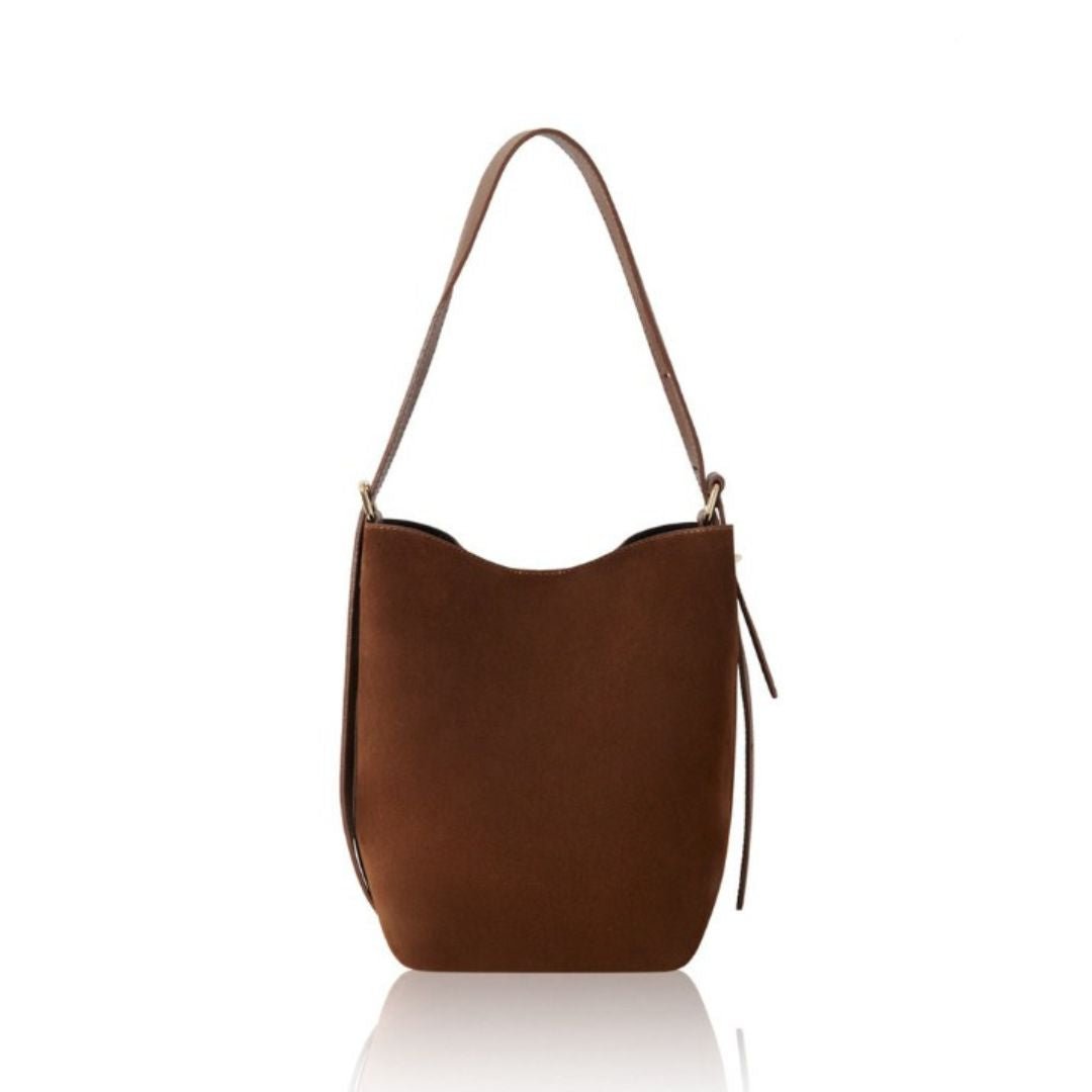 Melfi Suede Bucket Tote Bag Light Chocolate | Betsy & Floss