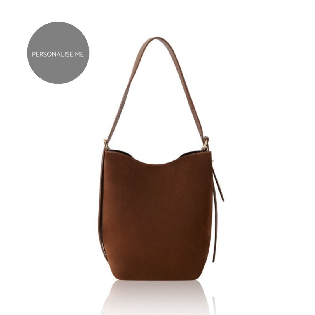 Melfi Suede Bucket Tote Bag Navy | Betsy & Floss