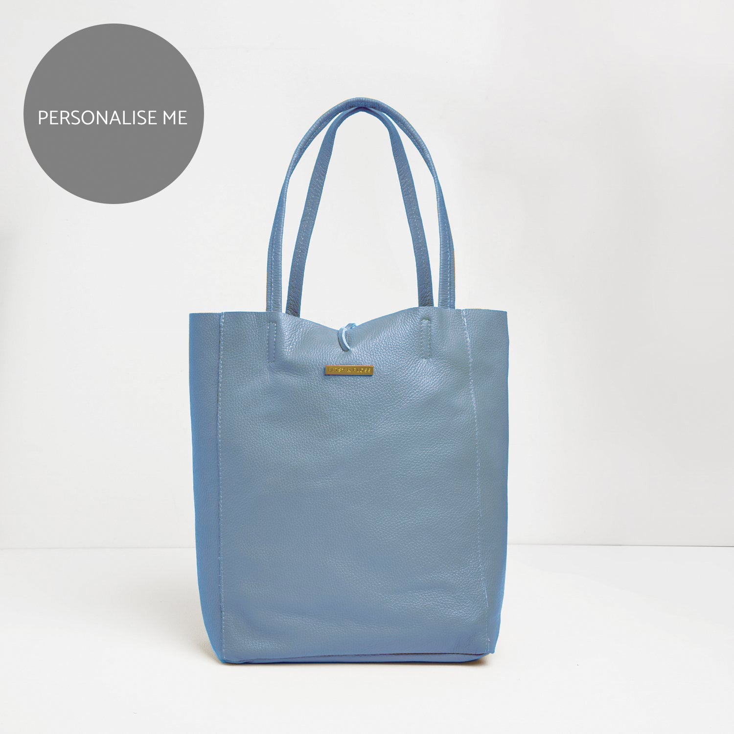 Milan Soft Leather Tote Bag Denim Blue | Betsy & Floss