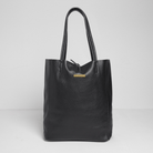 Milan - Soft Leather Tote Bag in Black Silver Hardware | Betsy & Floss