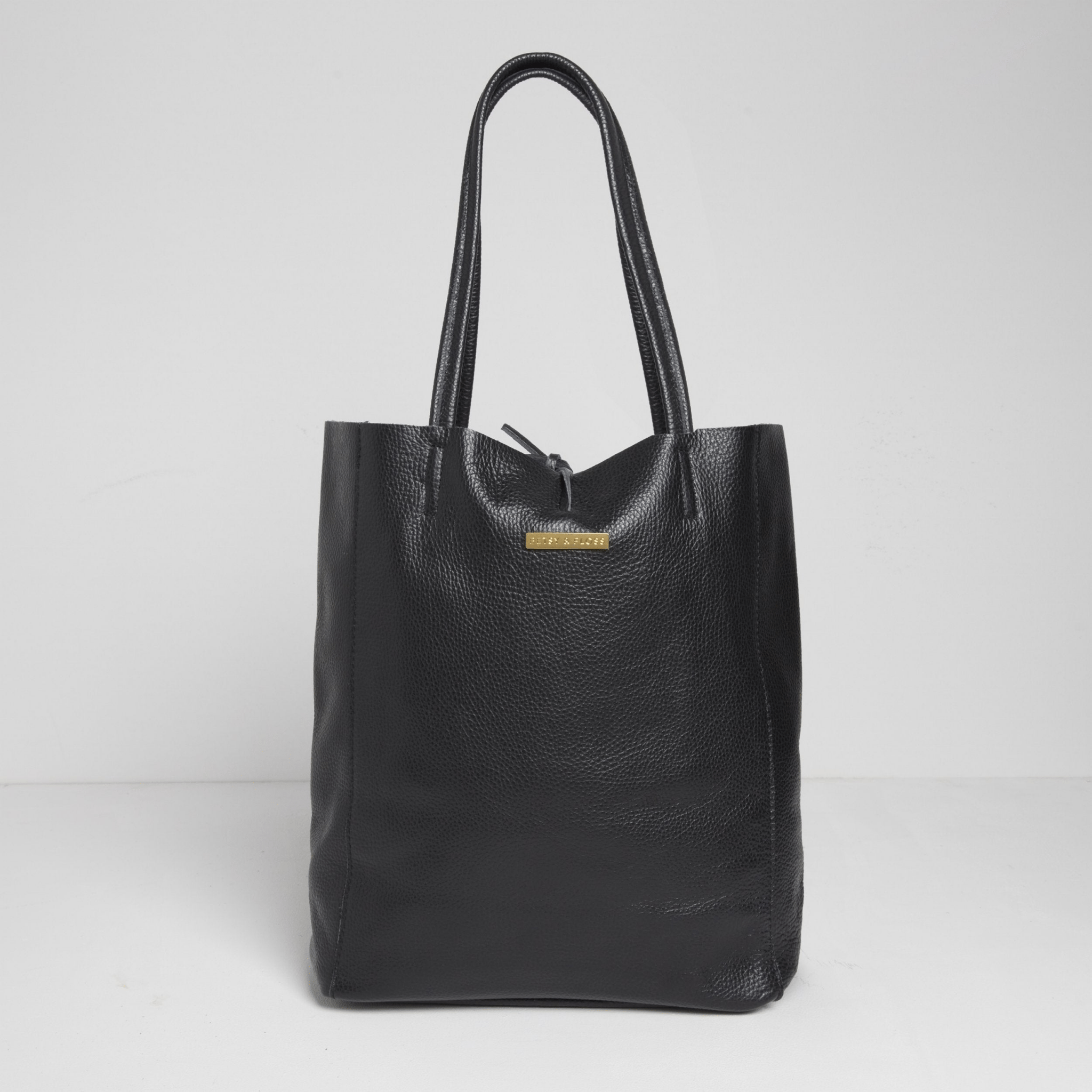 Soft black leather tote on sale