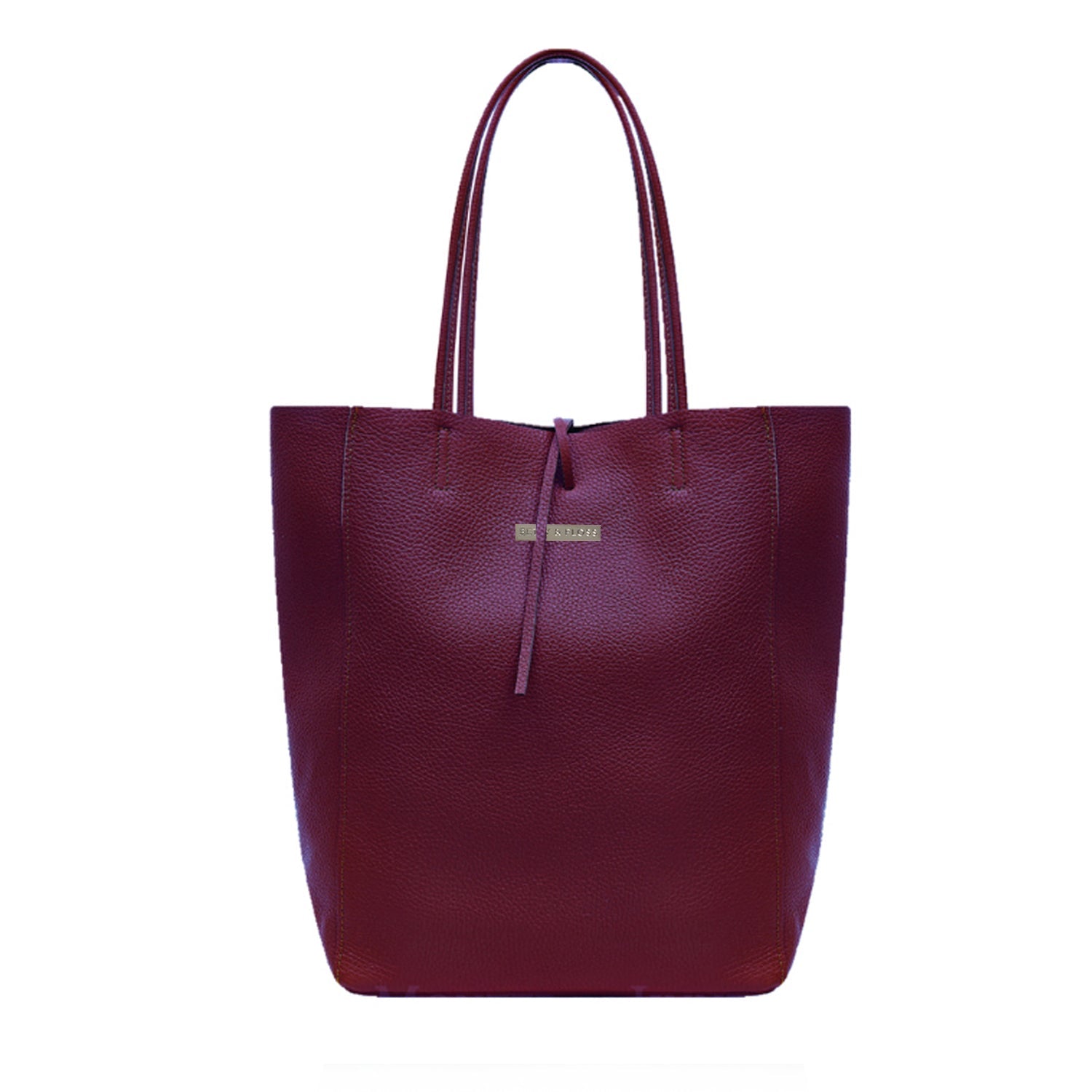 Milan - Soft Leather Tote Bag in Burgundy Silver Hardware | Betsy & Floss