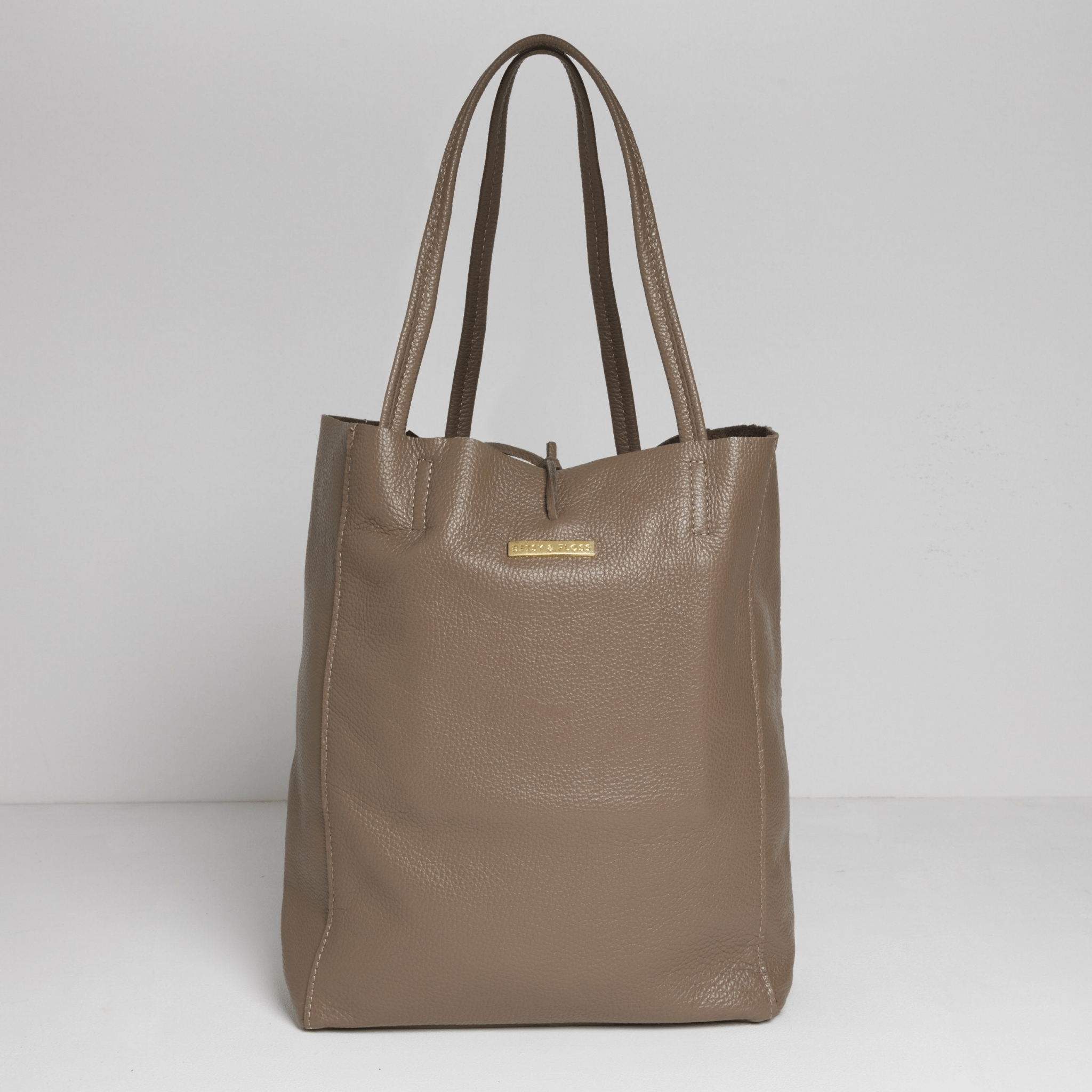 Milan - Soft Leather Tote Bag in Dark Taupe | Betsy & Floss