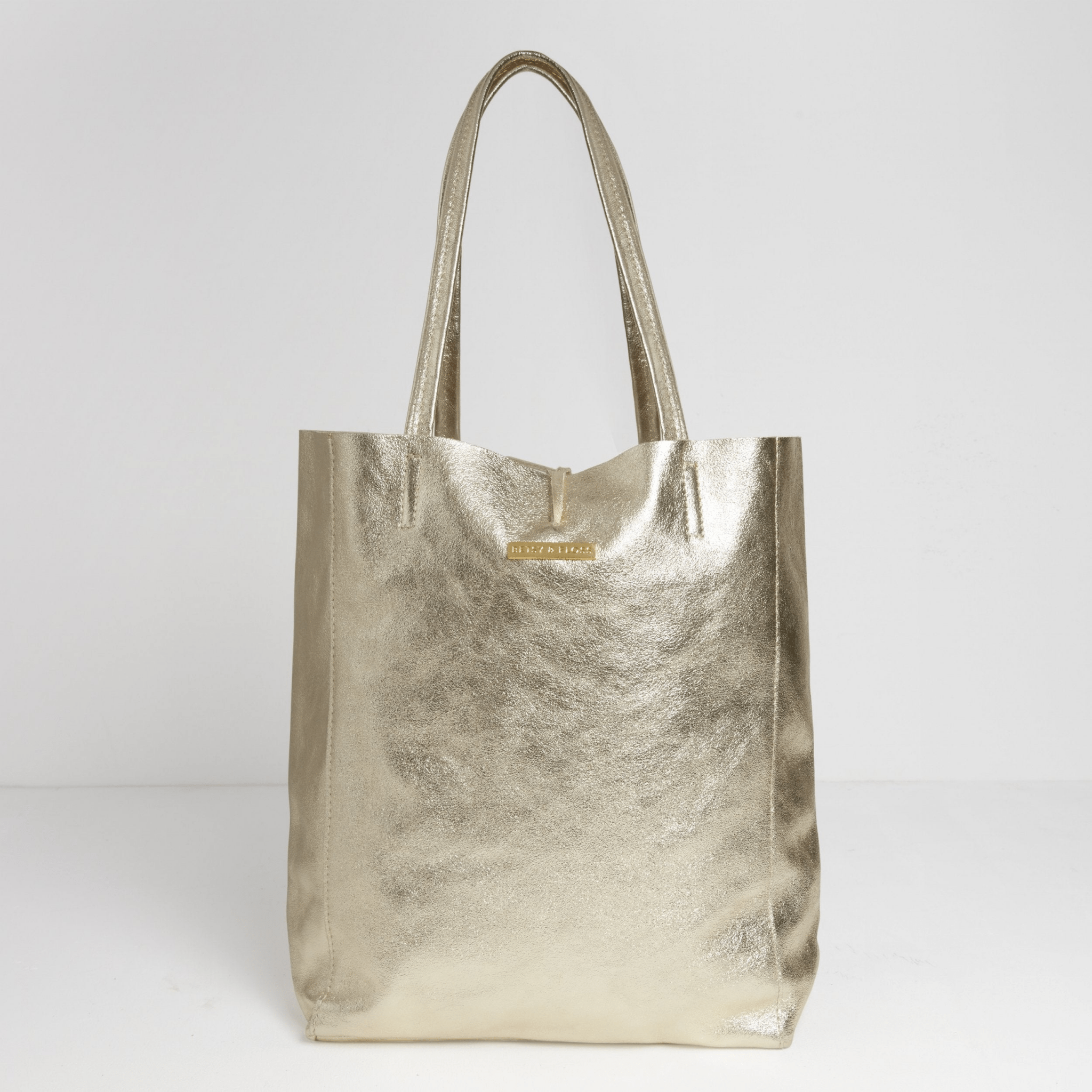 Milan - Soft Leather Tote Bag in Gold | Betsy & Floss