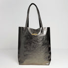 Milan - Soft Leather Tote Bag in Gunmetal | Betsy & Floss