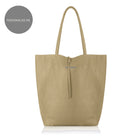 Milan - Soft Leather Tote Bag in Light Taupe Silver Hardware | Betsy & Floss