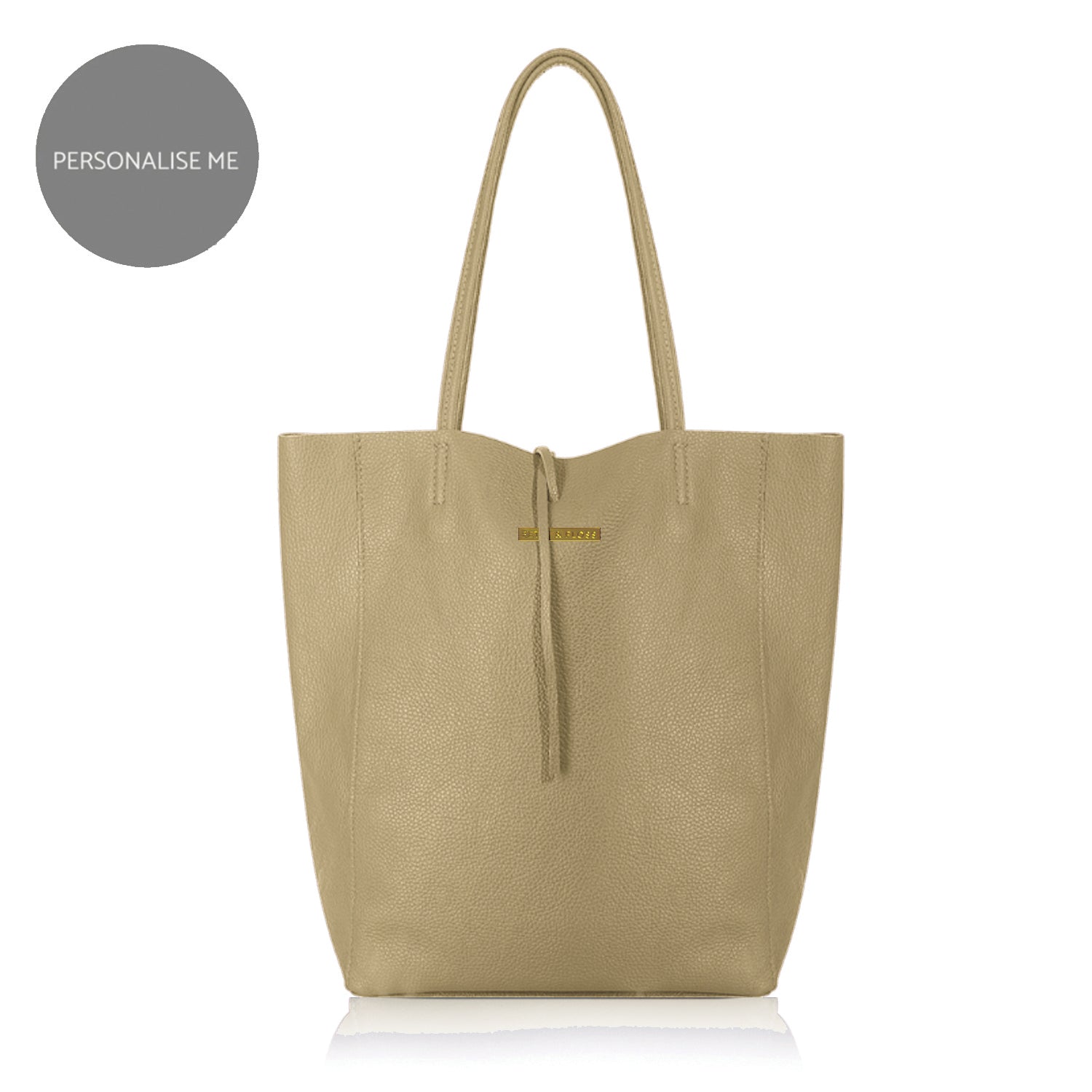 Milan - Soft Leather Tote Bag in Light Taupe Gold Hardware | Betsy & Floss