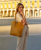 Milan - Soft Leather Tote Bag in Mustard Yellow | Betsy & Floss