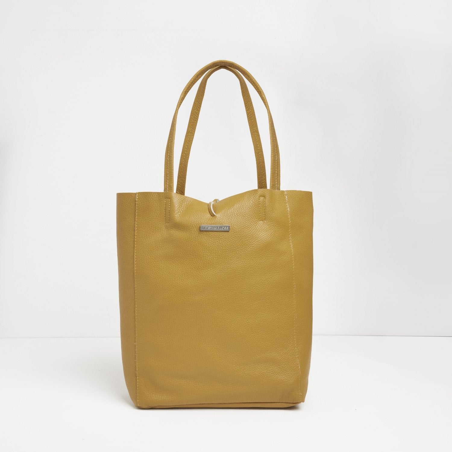 Milan - Soft Leather Tote Bag in Mustard Yellow | Betsy & Floss