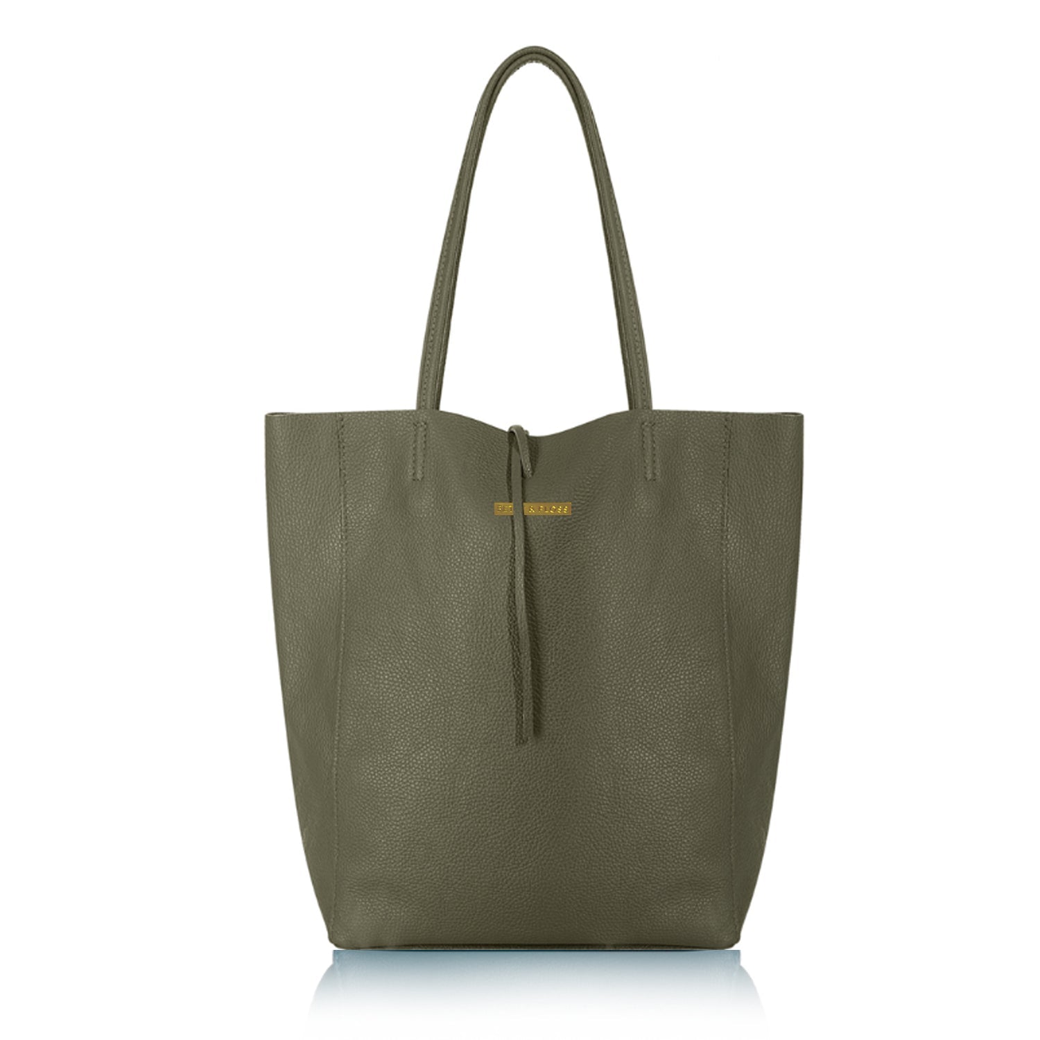 Milan - Soft Leather Tote Bag in Olive Green Gold Hardware | Betsy & Floss