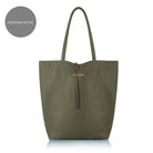 Milan - Soft Leather Tote Bag in Olive Green Silver Hardware | Betsy & Floss