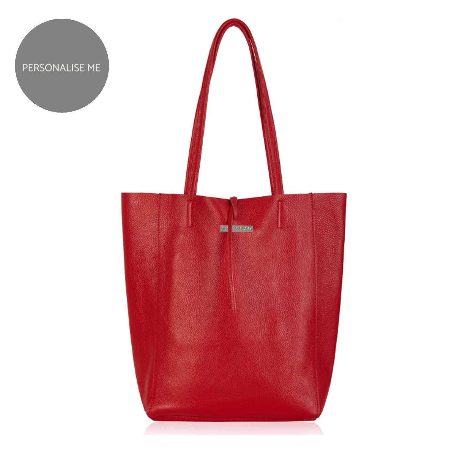 Milan - Soft Leather Tote Bag in Red Silver Hardware | Betsy & Floss